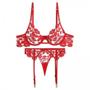 Lingerie sexy - ultra-Fin, avec de la broderie à lèvres rouges et de la dentelle. Il\\Un ensemble de soutien-gorge pour les gros seins qui les rend plus petits et empêche le prix W7229 de s\'affaisser:$219.99